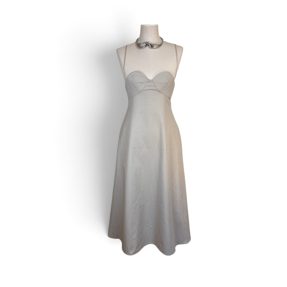 Toit Volant Eva Sweetheart Dress Khaki 100% Cotton Fit Flare Small NWT